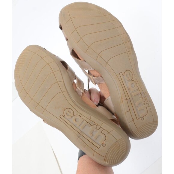 Earth Origins Berri Women's 9.5 WIDE Leather Hook & Loop Footbed Flat Sandal - Picture 8 of 9